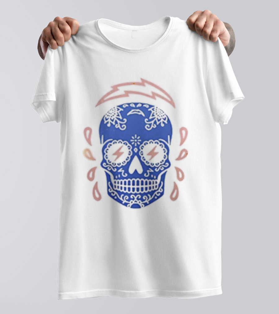 Los Angeles Chargers Puro Chargers Skull Electric Bolt Team Spirit T-Shirt