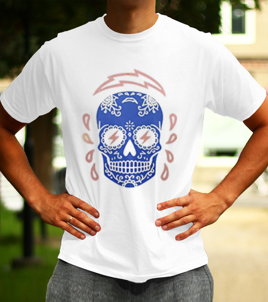 Los Angeles Chargers Puro Chargers Skull Electric Bolt Team Spirit T-Shirt