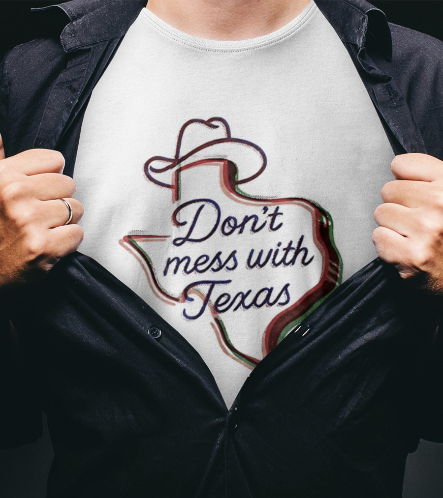 Don’t Mess With Texas Cowboy Hat Outline Map T-Shirt