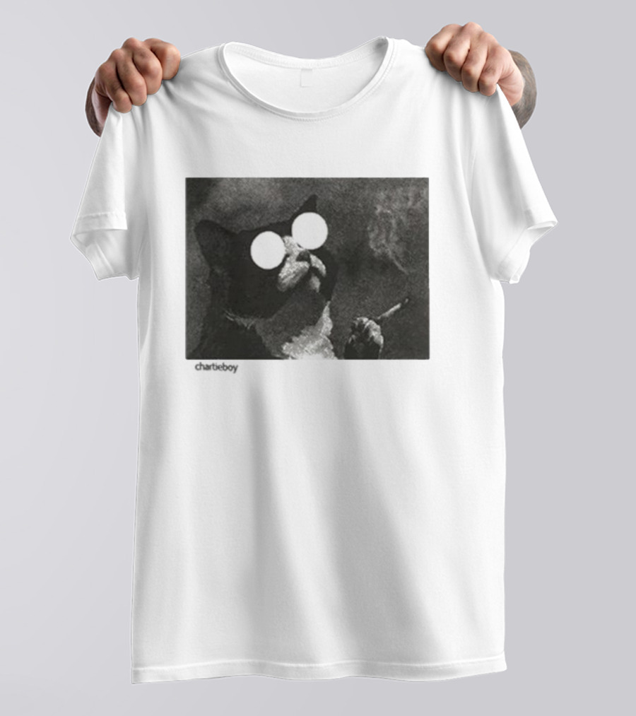 Charlieboy Trippy Cool Cat Smoking Visionary Optical Illusion Retro T-Shirt