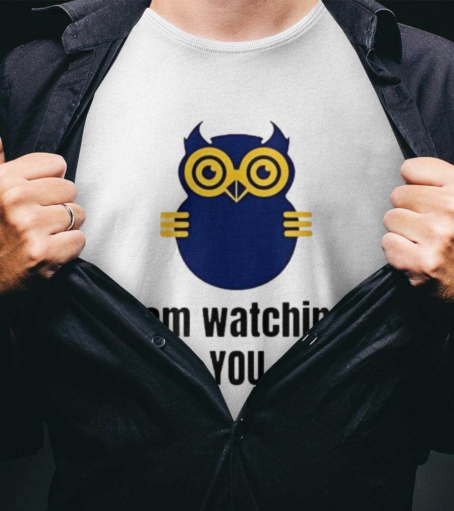 Owl I Am Ing You Blue Yellow Eyes Curvy Wings T-Shirt