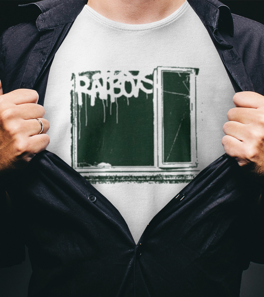 Ratboys Beige Cracked Window Dark Green T-Shirt