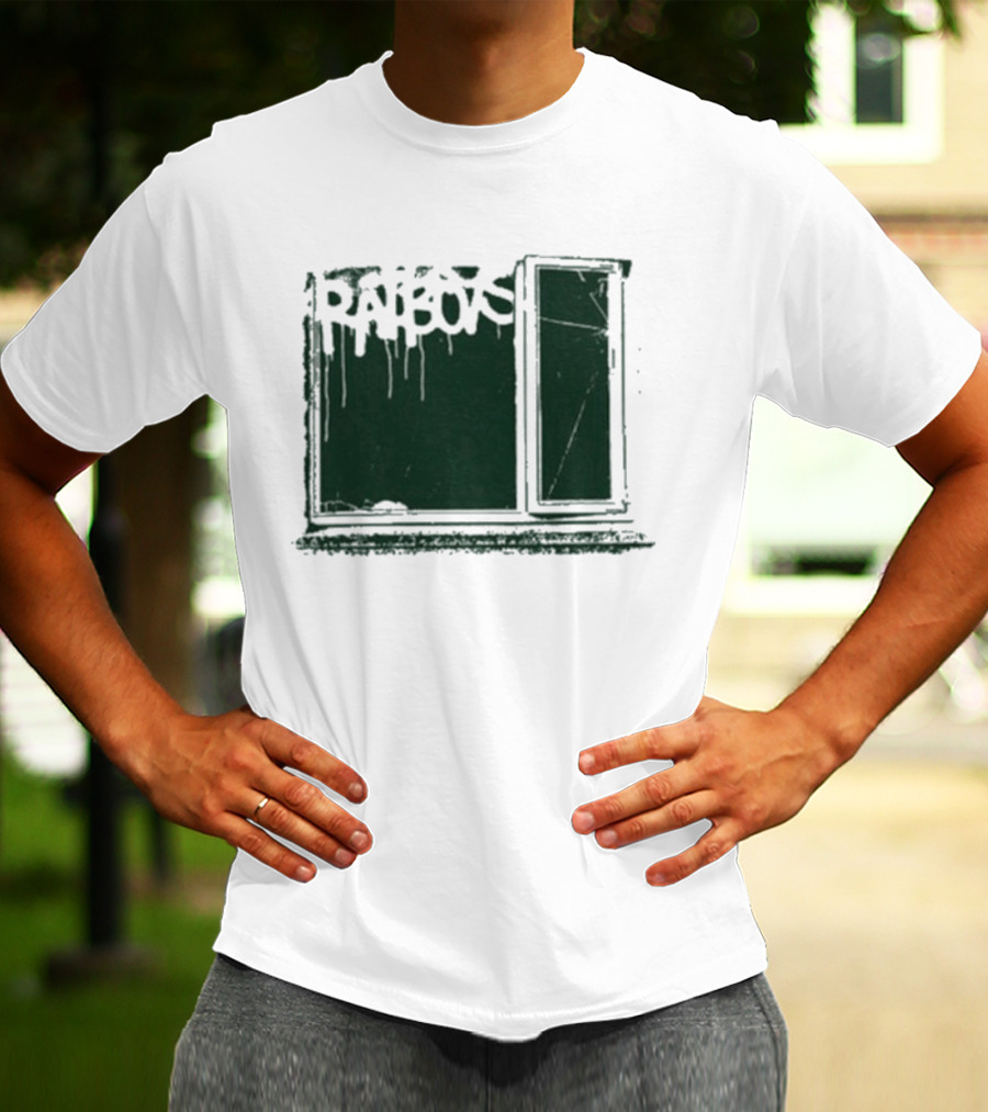 Ratboys Beige Cracked Window Dark Green T-Shirt