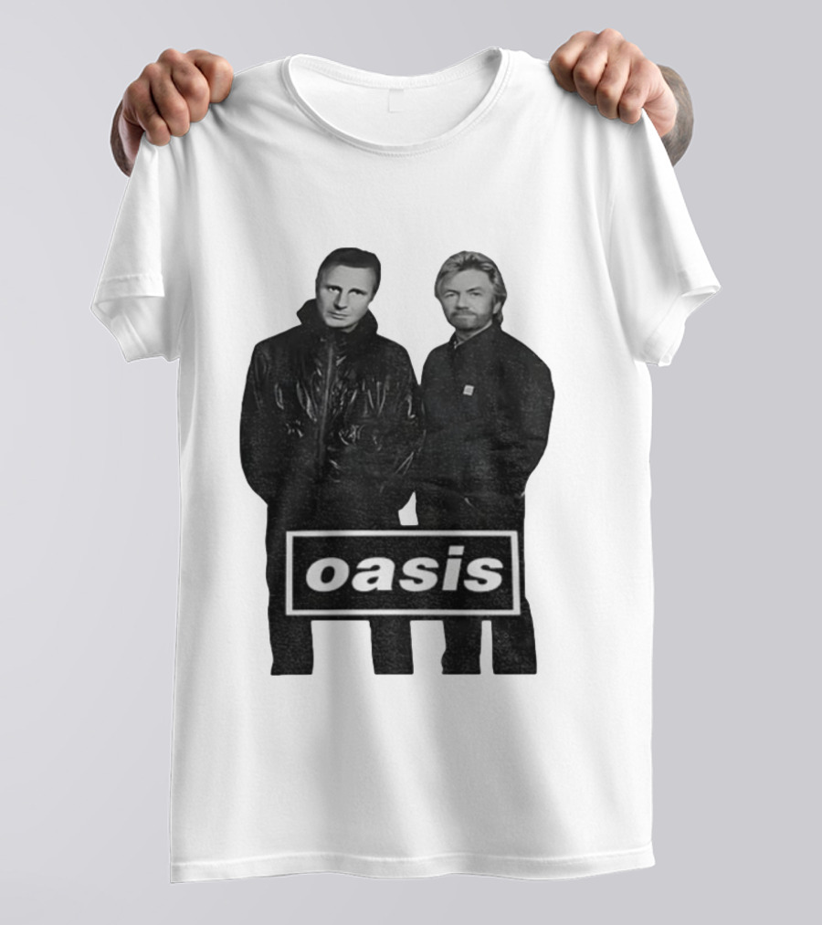 Liam Neeson Noel Edmonds Oasis Band Parody T-Shirt