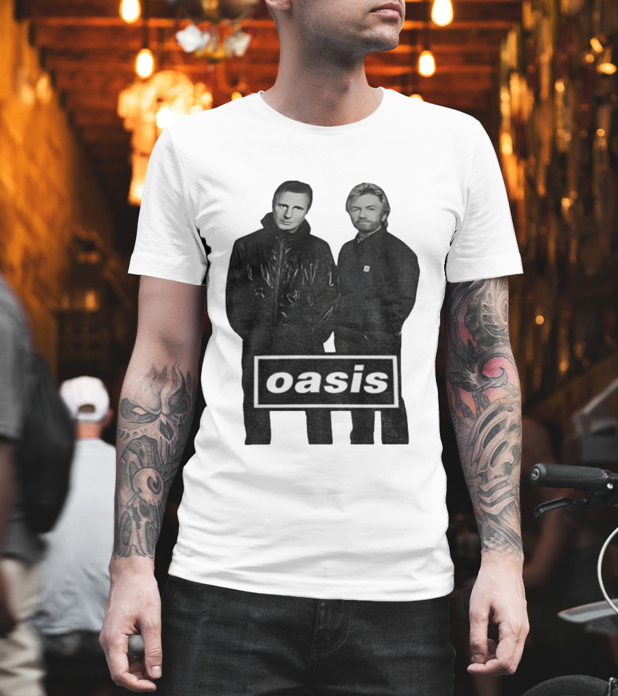 Liam Neeson Noel Edmonds Oasis Band Parody T-Shirt
