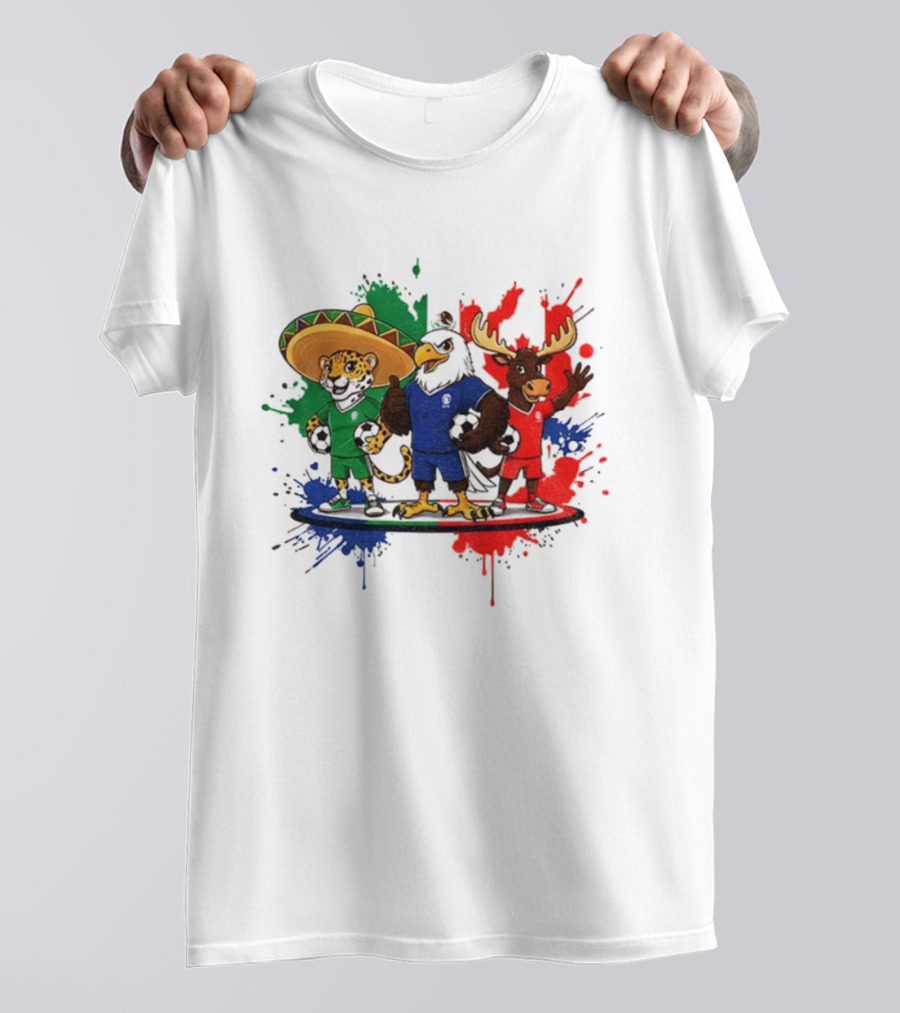 World Cup 2026 Mascot Maple Zayu Clutch Jaguar Eagle Moose Soccer Trio T-Shirt