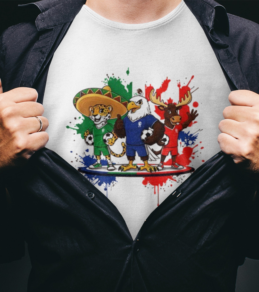 World Cup 2026 Mascot Maple Zayu Clutch Jaguar Eagle Moose Soccer Trio T-Shirt