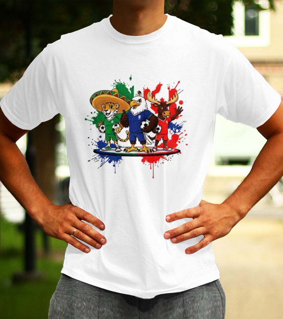 World Cup 2026 Mascot Maple Zayu Clutch Jaguar Eagle Moose Soccer Trio T-Shirt