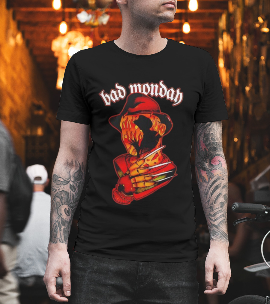 Bad Monday Apparel Flaming Glove Fedora Shadow T-Shirt