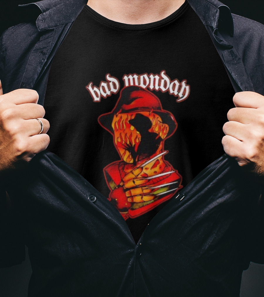Bad Monday Apparel Flaming Glove Fedora Shadow T-Shirt
