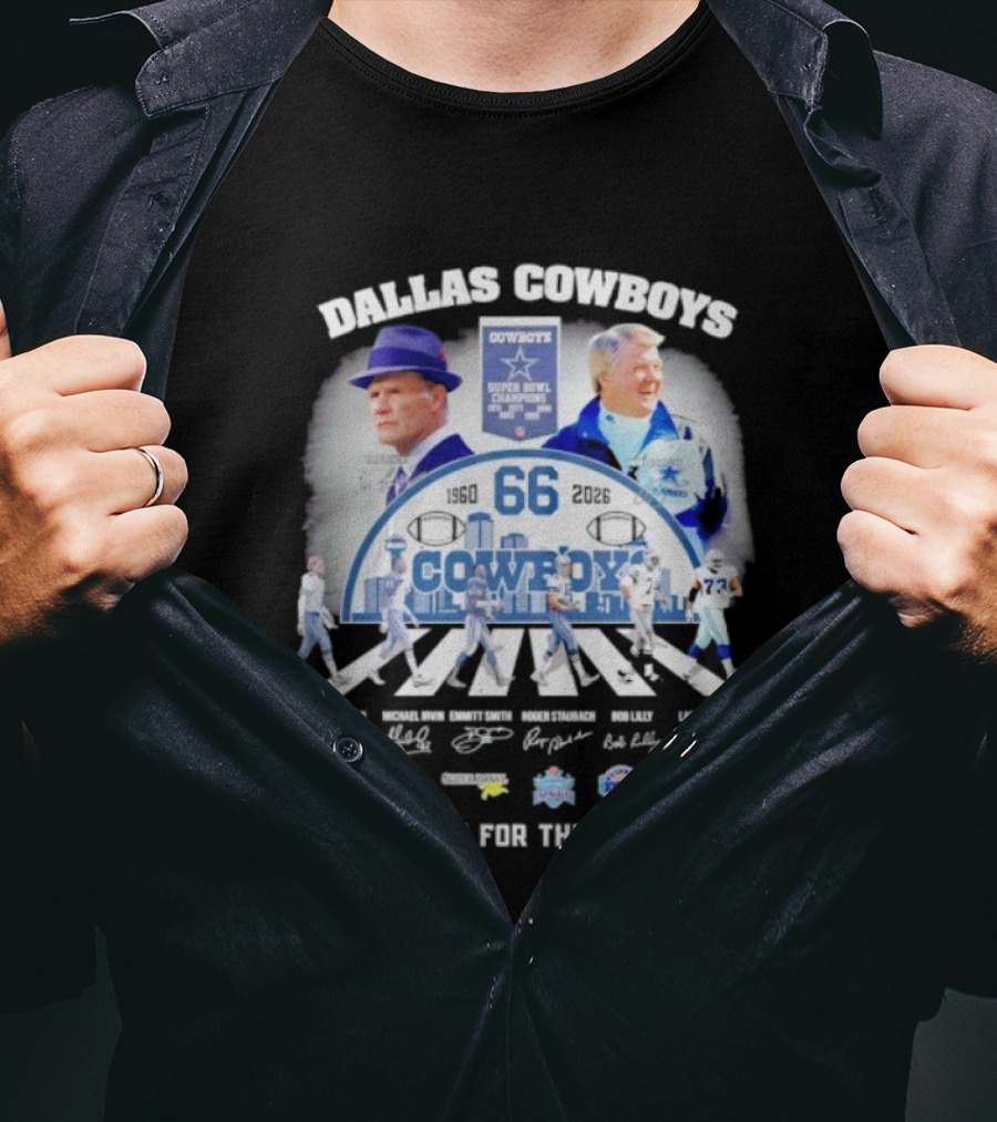 Dallas Cowboys 66 Years Super Bowl Champions Signatures Thank You For The Memories T-Shirt