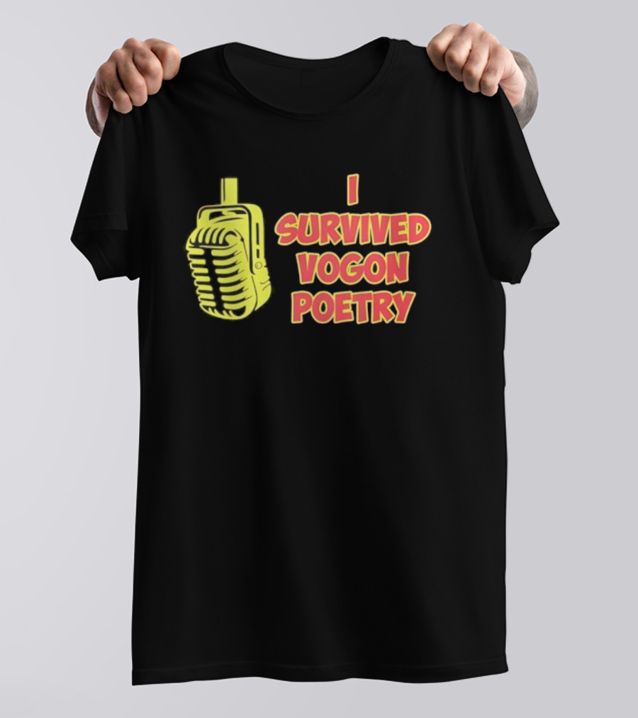 I Survived Vogon Poetry Retro Microphone Theme T-Shirt
