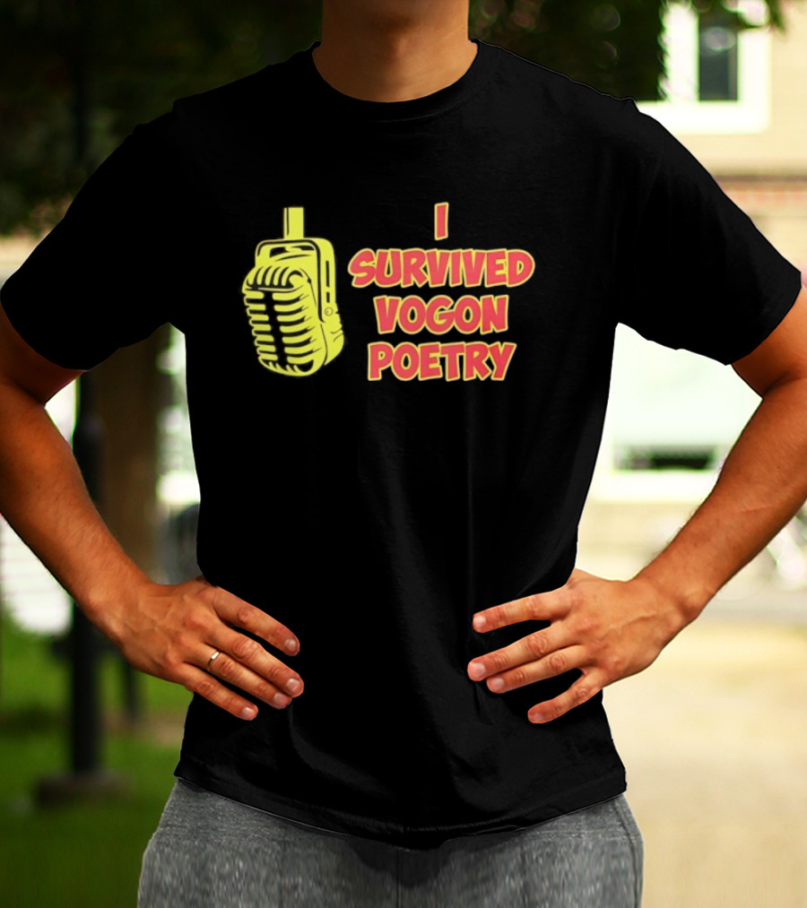 I Survived Vogon Poetry Retro Microphone Theme T-Shirt