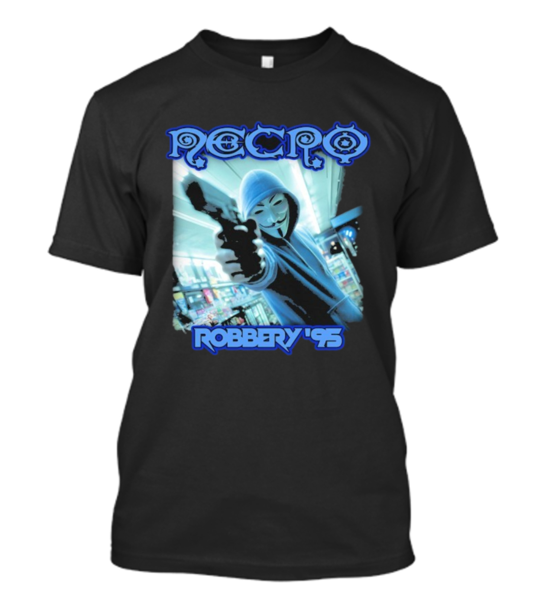 Necro Robbery '95 Hacker Mask Gun Store T-Shirt