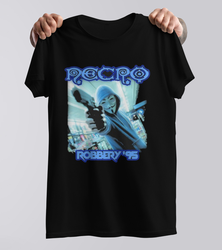 Necro Robbery '95 Hacker Mask Gun Store T-Shirt