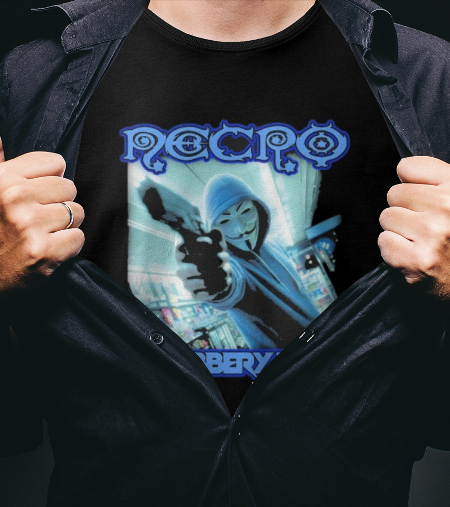 Necro Robbery '95 Hacker Mask Gun Store T-Shirt