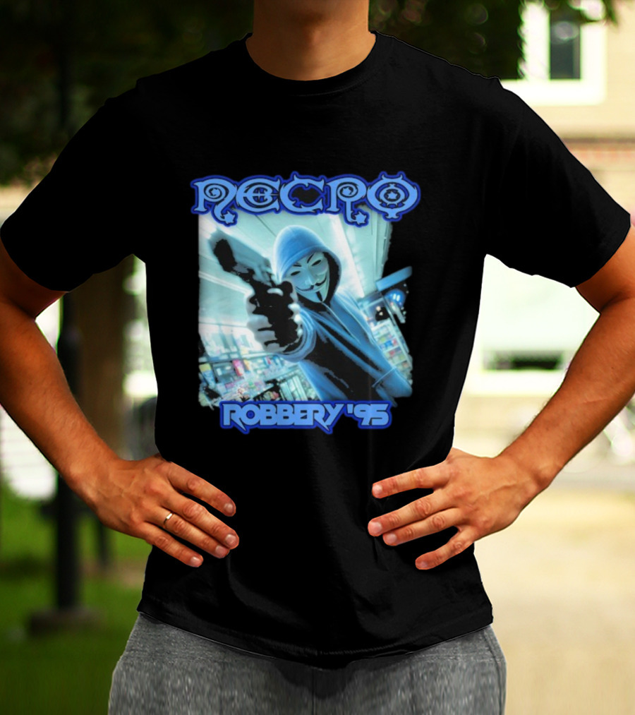 Necro Robbery '95 Hacker Mask Gun Store T-Shirt