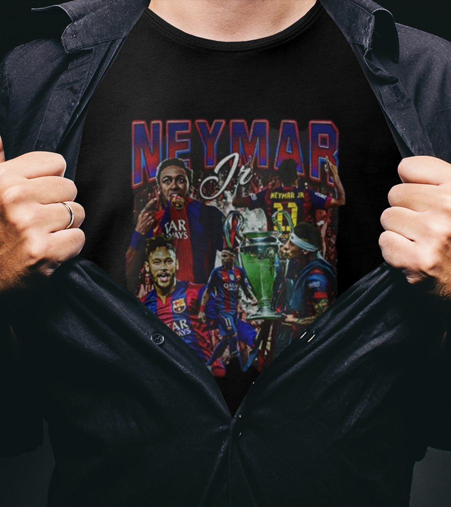 Neymar Jr Barcelona FC Champions League Trophy Qatar Airways T-Shirt