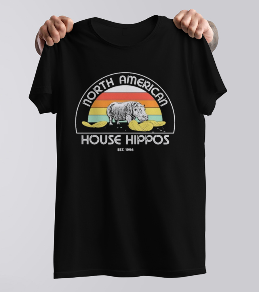 North American House Hippos Est 1996 Vintage Rainbow T-Shirt