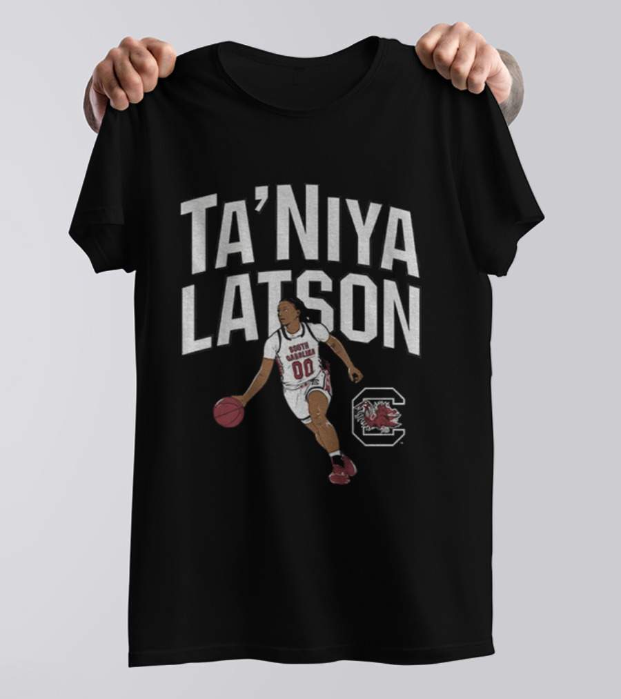South Carolina Basketball Ta'Niya Latson 2025 Player Dribbling Gamecocks Icon T-Shirt