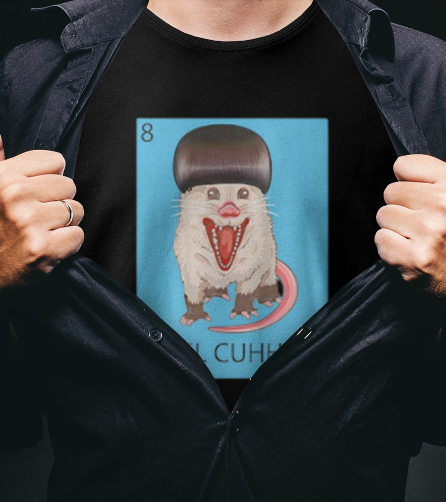 Takuache Loteria El Cuhh Card Number 8 Possum Art Cartoon Style T-Shirt