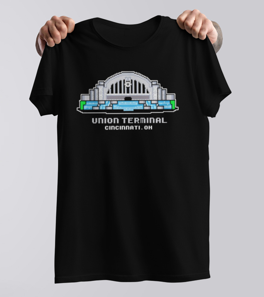 Union Terminal Cincinnati Ohio Pixel Art Architecture Icon T-Shirt
