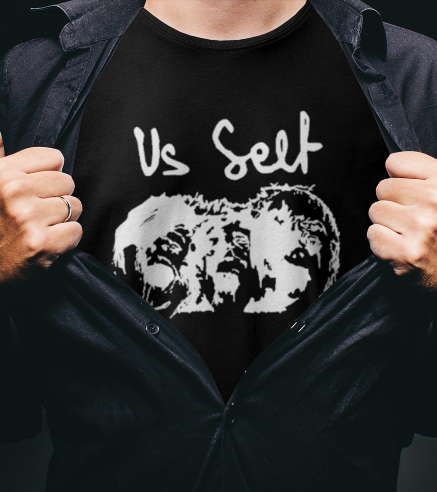 Vs Self Faces Monochrome Expression Graphic T-Shirt