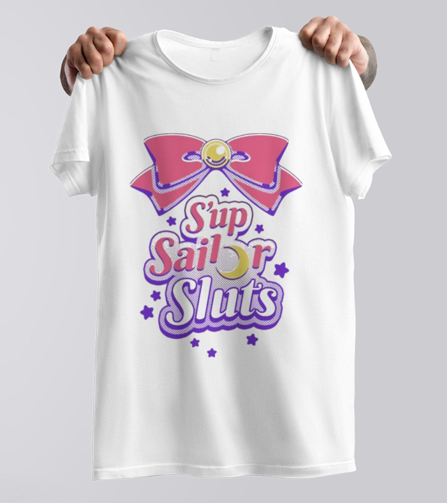 S'up Sailor Moon Bow Stars Crescent Witty Phrase T-Shirt