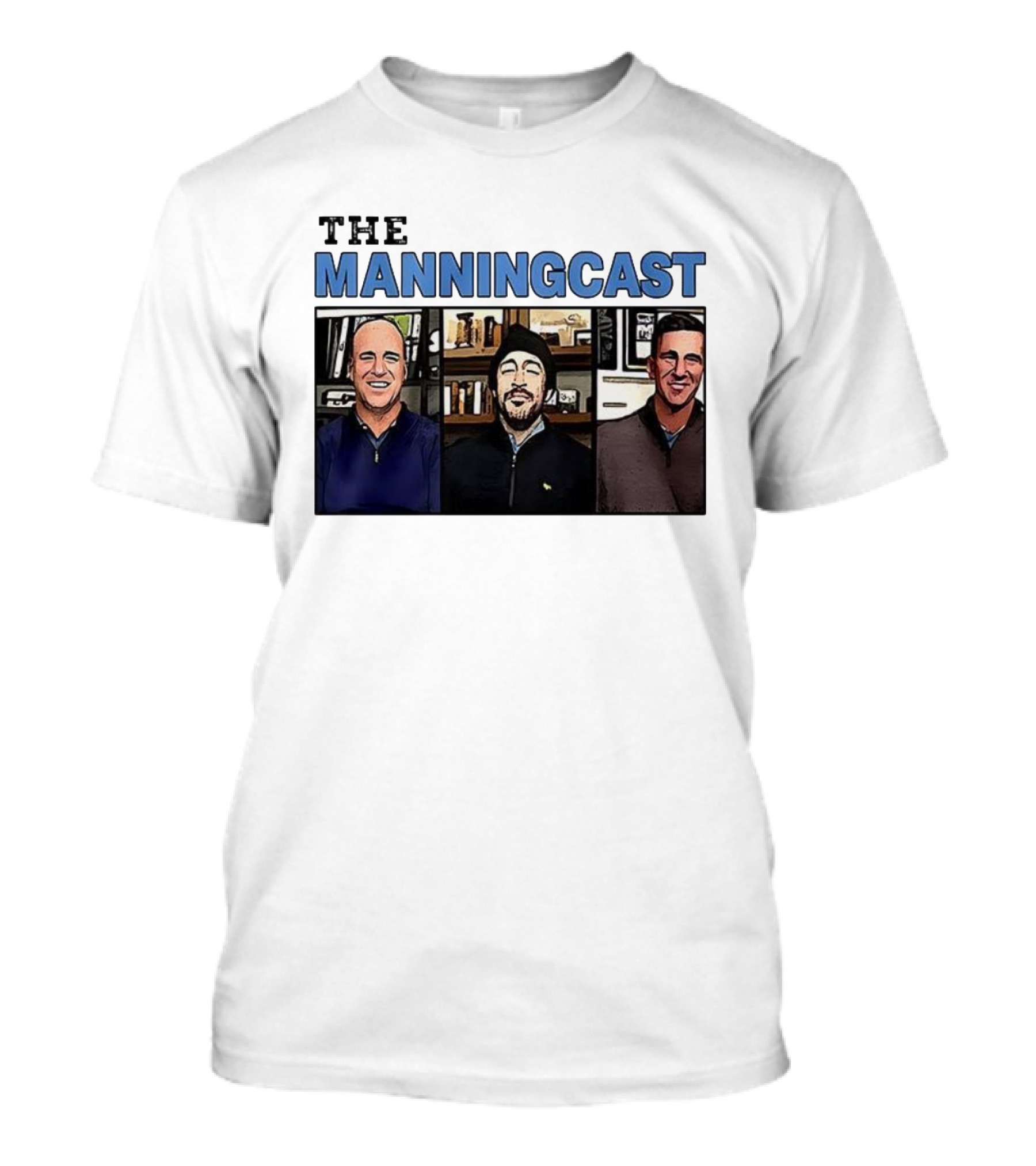The Manningcast Hosts Cartoon Illustration NFL Broadcast Trio T-Shirt