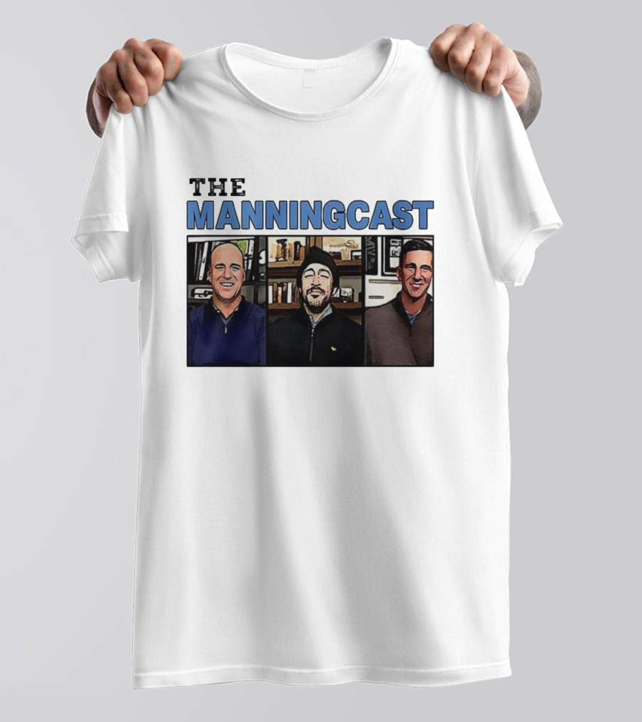 The Manningcast Hosts Cartoon Illustration NFL Broadcast Trio T-Shirt