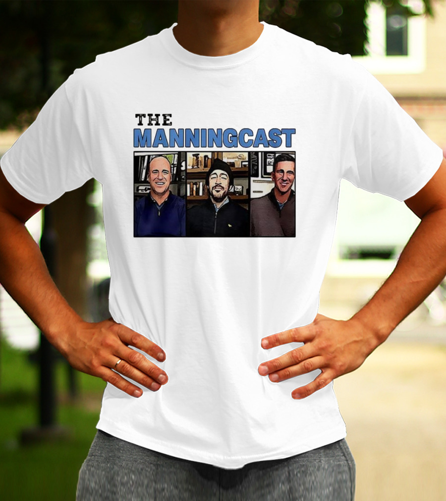 The Manningcast Hosts Cartoon Illustration NFL Broadcast Trio T-Shirt