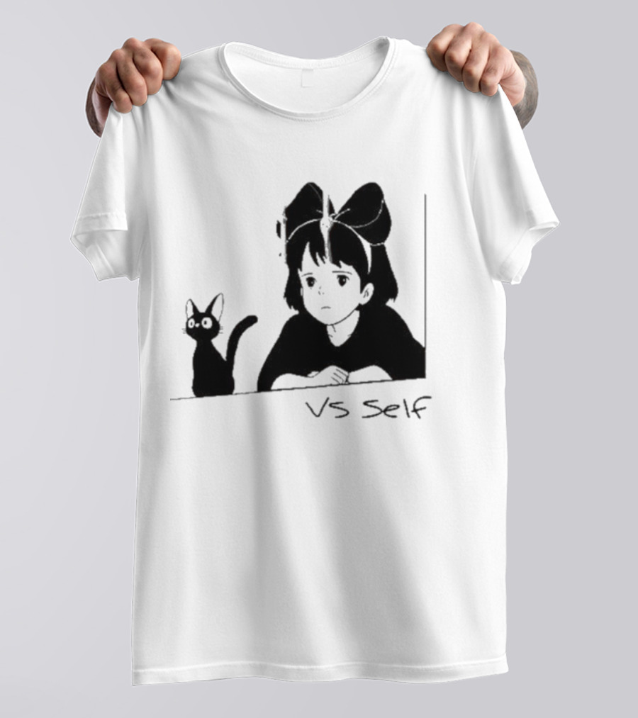 Vs Self Cat Girl Anime Style Bow Figure With Cat T-Shirt