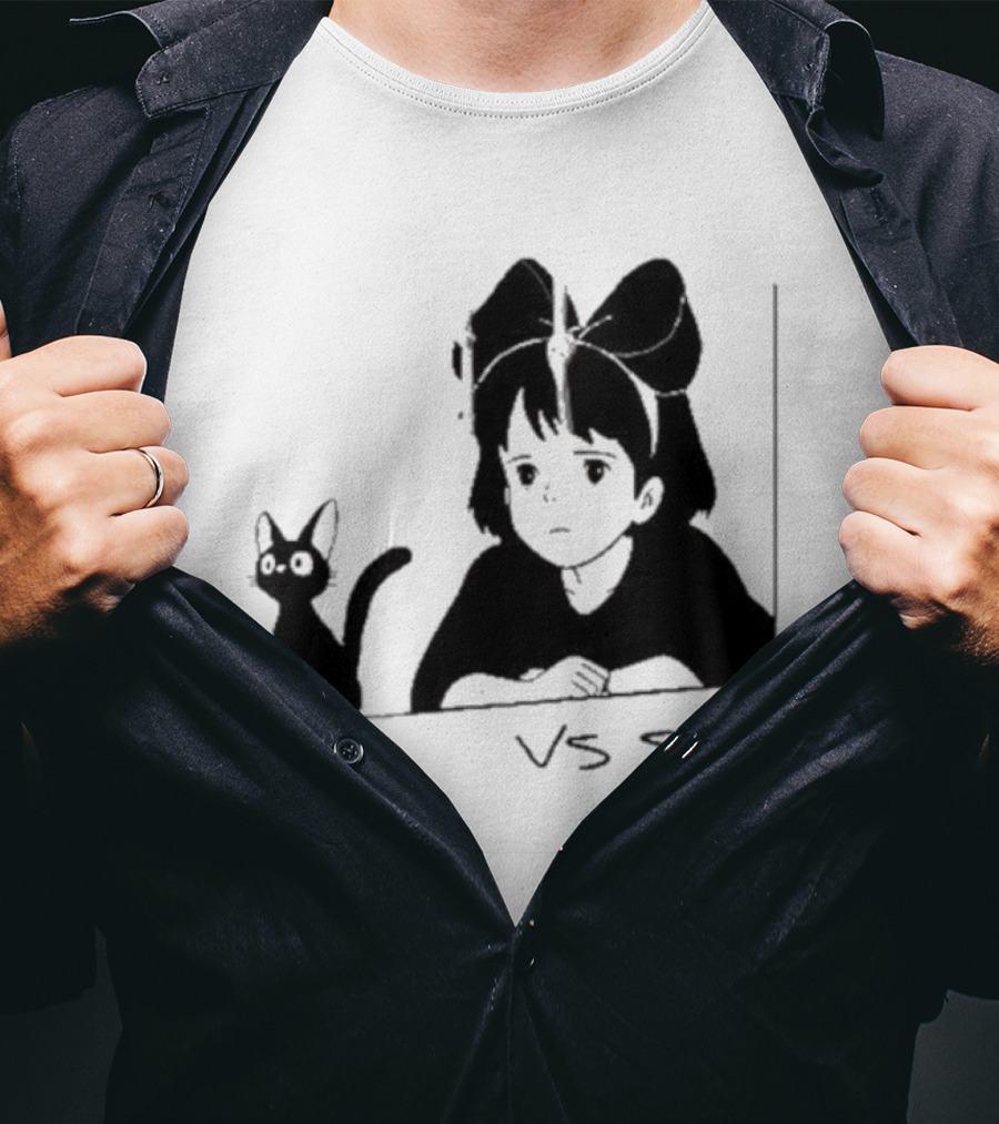Vs Self Cat Girl Anime Style Bow Figure With Cat T-Shirt