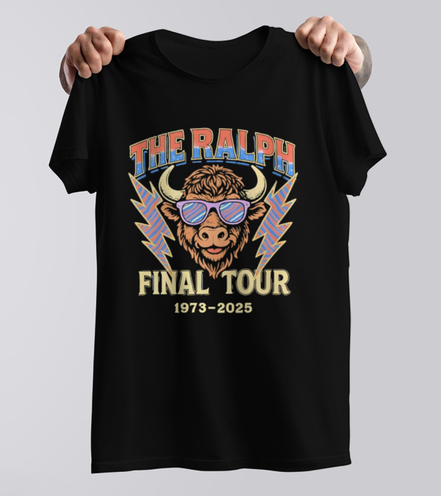 The Ralph Bison Wearing Glasses Lightning Final Tour 1973-2025 T-Shirt
