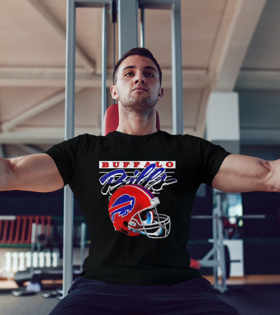 Buffalo Bills Gradient Alternate Helmet Team Title T-Shirt
