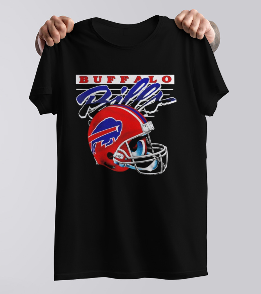 Buffalo Bills Gradient Alternate Helmet Team Title T-Shirt