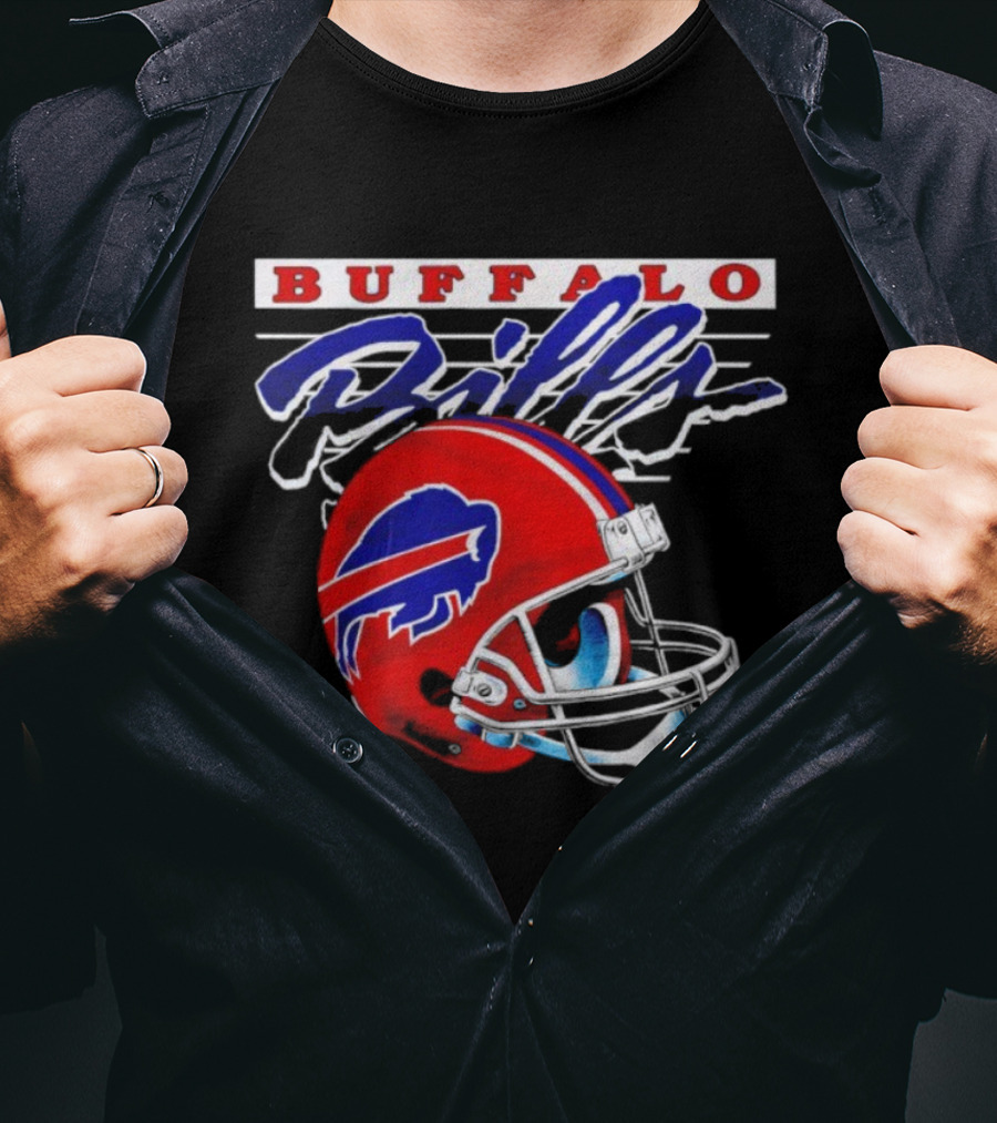 Buffalo Bills Gradient Alternate Helmet Team Title T-Shirt