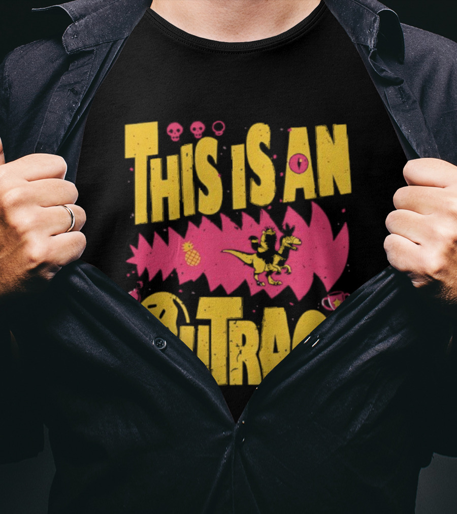 This Is An Outrage Cat Riding Dinosaur With Pineapple T-Shirt