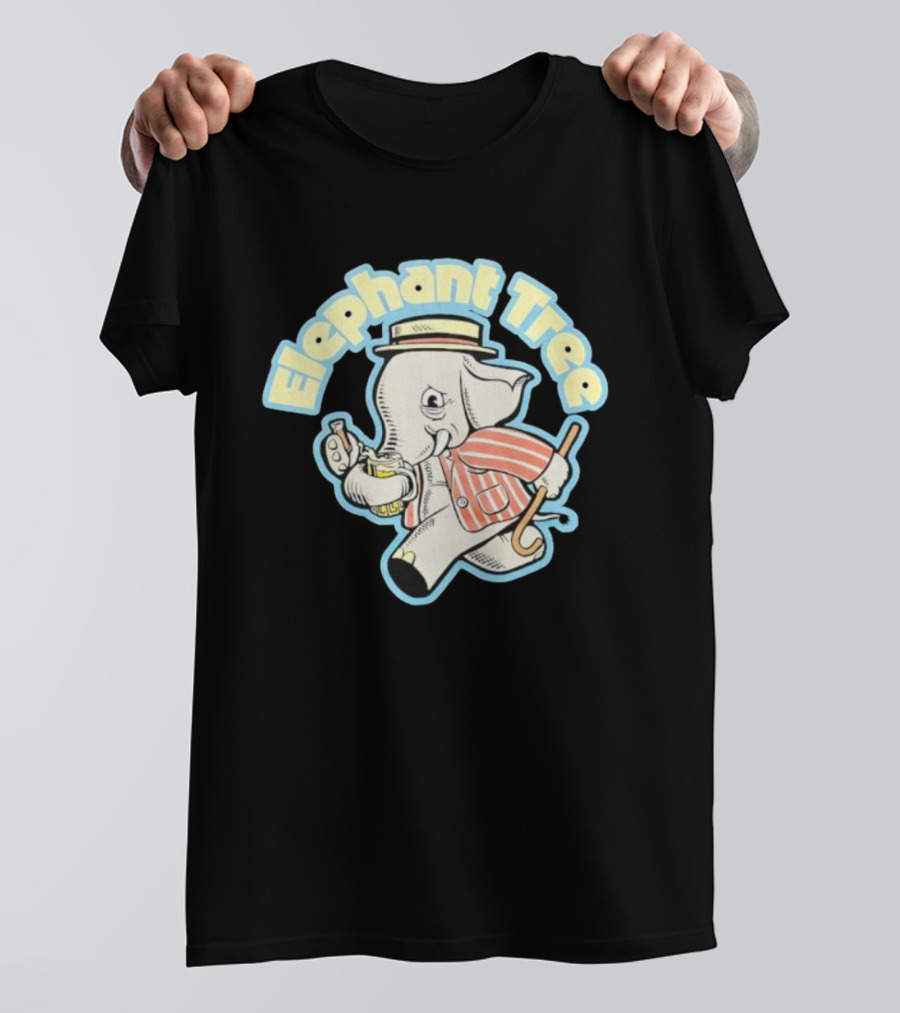 Elephant Tree Vintage Cartoon Style Elephant In Suit And Hat T-Shirt
