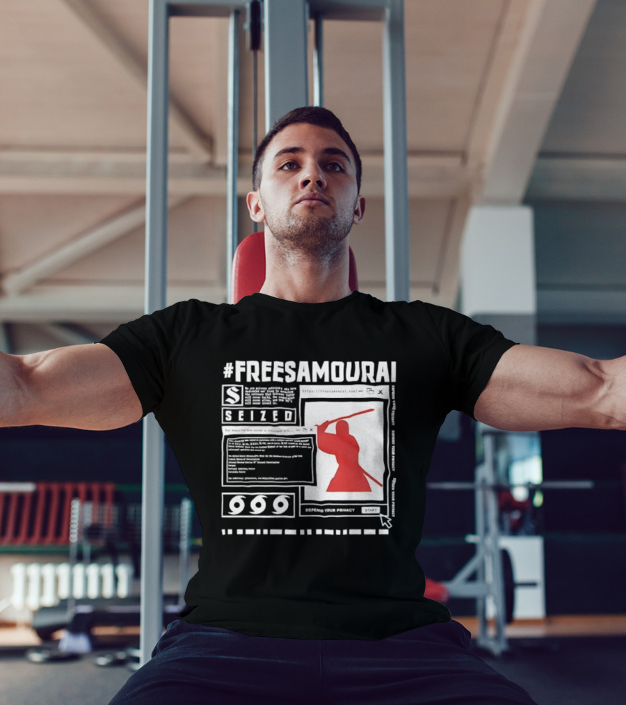 Free Samourai Seized Classic Japanese Warrior Silhouette T-Shirt