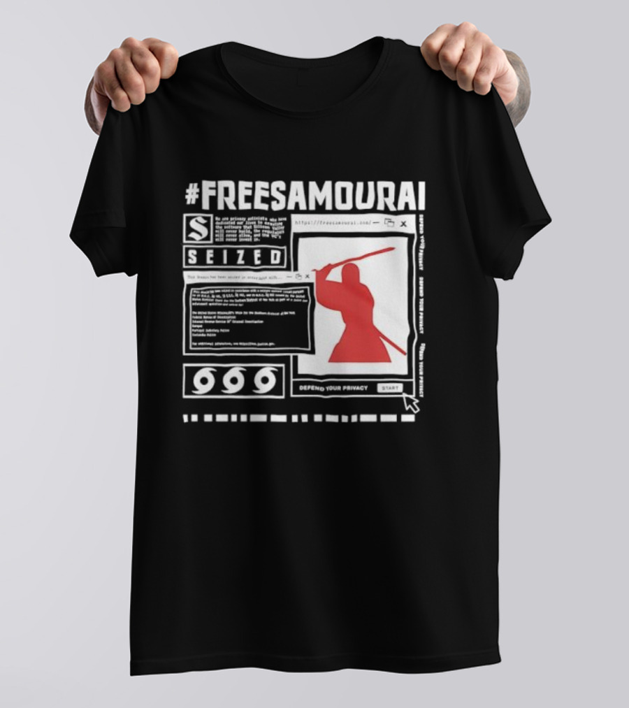 Free Samourai Seized Classic Japanese Warrior Silhouette T-Shirt
