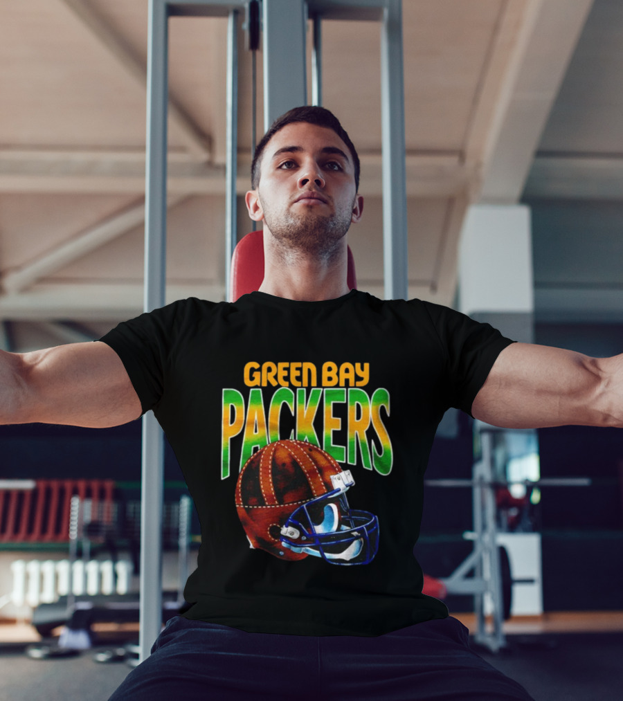 Green Bay Packers Vintage Helmet Gradient Style T-Shirt