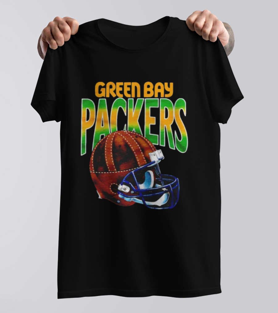 Green Bay Packers Vintage Helmet Gradient Style T-Shirt