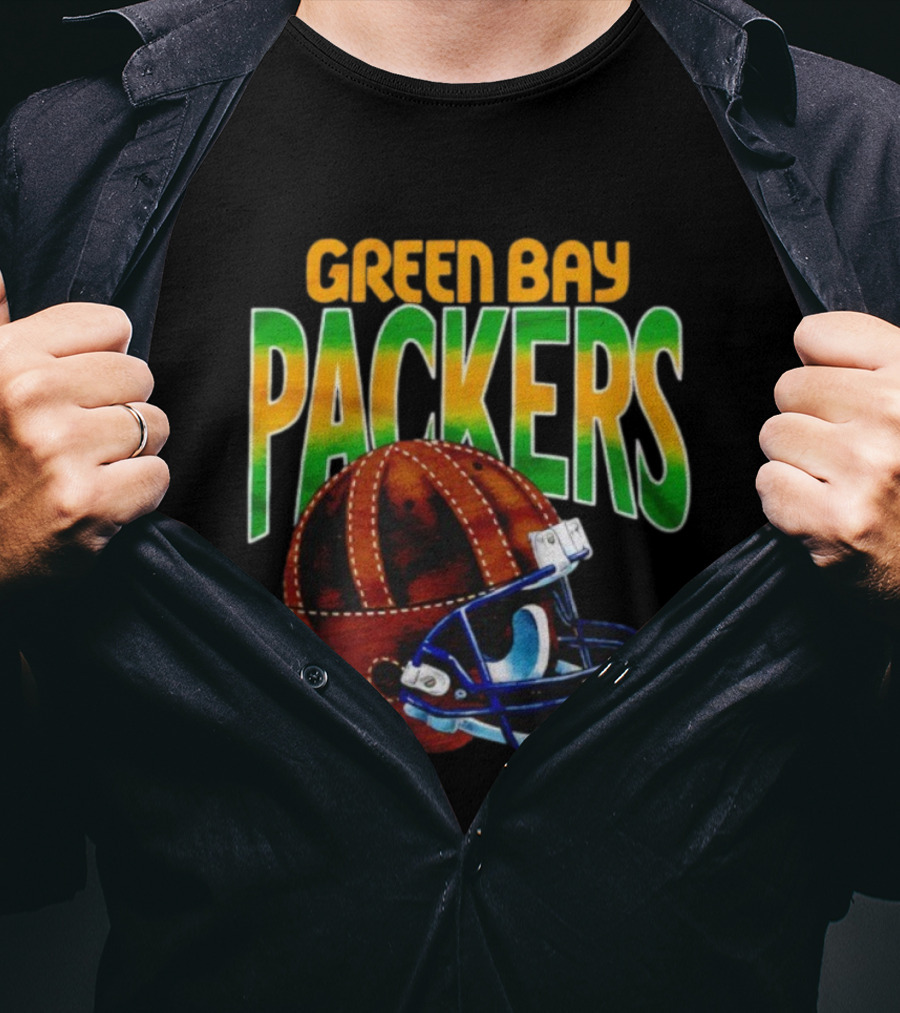 Green Bay Packers Vintage Helmet Gradient Style T-Shirt