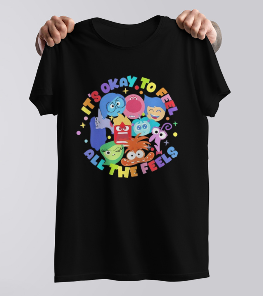 It's Okay To Feel All The Feels Rainbow Characters Circle T-Shirt