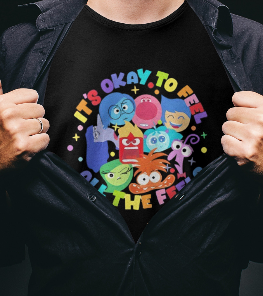 It's Okay To Feel All The Feels Rainbow Characters Circle T-Shirt