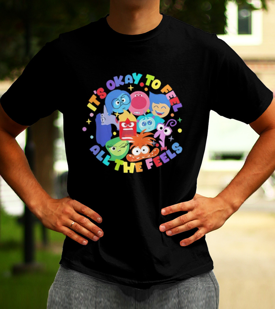 It's Okay To Feel All The Feels Rainbow Characters Circle T-Shirt