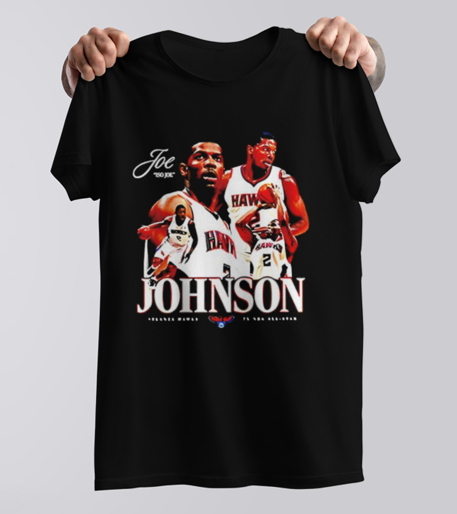 Joe Johnson Atlanta Hawks NBA Basketball Legend And All-Star Hawks Player Image T-Shirt