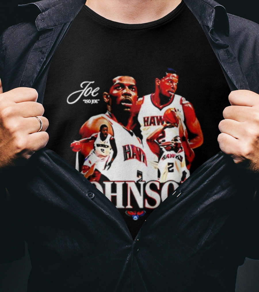 Joe Johnson Atlanta Hawks NBA Basketball Legend And All-Star Hawks Player Image T-Shirt
