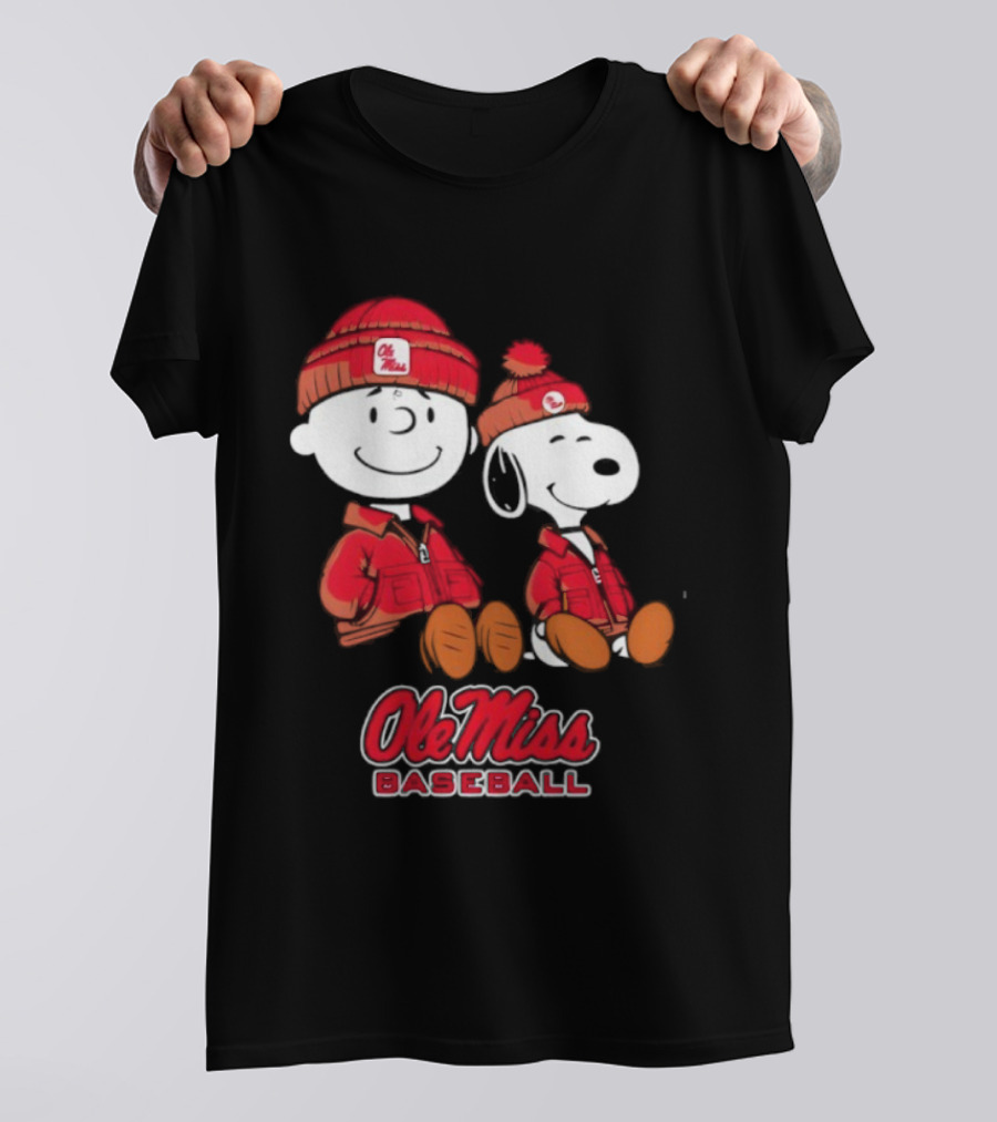 Ole Miss Baseball Snoopy And Charlie Brown Collaboration T-Shirt